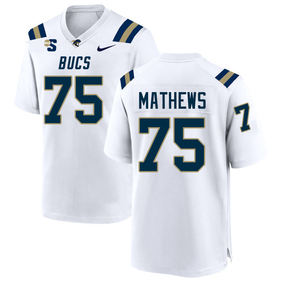 Men #75 Lee Mathews Charleston Southern Buccaneers 2023 College Football Jerseys Stitched-White